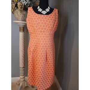 Jones New York Tank Dress Women 16 Orange Circle Print Sleeveless Lined Back Zip